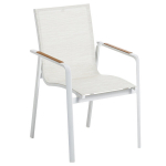 Lauko kėdė Kettler Diamond balta-smėlinė su tikmedžio porankiais, prakti&scaron;ko dizaino