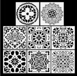 Mandala trafaretų rinkinys dažymui | 8 vnt.