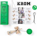 Krom Kendama Pop Rubber tamsiai žalia - pagaminta i&scaron; sertifikuoto buko medžio - auk&scaron;ta medienos kokybė - pradedantiesiems ir profesionalams - pakuotėje: atsarginė virvelė + lipdukai
