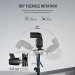 Neewer H tipo blykstės laikiklis, skirtas fotoaparatui ir suderinamas su softbox, skėčio stovu, metaliniu &scaron;viesos laikikliu, reguliuojamas 180&deg; pasukimas, su 1/4" į 3/8" sraigtiniu adapteriu