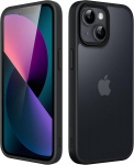 Jetech matinis dėklas, skirtas iphone 13 mini 5,4 colio, smūgiams atsparus karinio standarto apsaugos nuo kritimo mobiliojo telefono dėklas, matinis permatomas apsauginis galinis dėklas, atsparus pir&scaron;tų atspaudams (juodas)