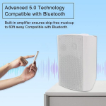 Herdio 5.25 col., 200 W bluetooth vandeniui atspari lauko kolonėlė, vidaus, lauko, terasos, denio, visoms oro sąlygoms tinkama kolonėlė, sieninis laikiklis. Balta