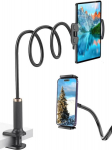 Gooseneck plan&scaron;etinio kompiuterio laikiklis, lanksti reguliuojama rankena lovoje, skirta Ipad / mobiliesiems telefonams / switch / galaxy tabs / kindle fire hd ir kitiems 4.7&ndash;10.6 colių įrenginiams, bendras ilgis 98 cm