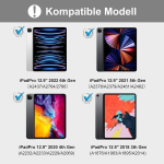 Fogari Ipad Pro 12.9 dėklas su klaviatūra (6/5/4/3 Gen), vokiečių Qwertz, magnetinė nuimama Bluetooth klaviatūra, skirta Ipad 12.9 colių, tamsiai mėlyna