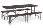 Maitinimo stalas 180cm + 2 suolai banketinis komplektas rudas ModernHome