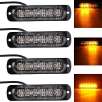 4 vnt. 18 W 6 LED plonas gintarinis geltonas stroboskopinis blykstės blykstės baras Automobilių sunkvežimių avarinis signalas Stovėjimo &scaron;viesos lempa 12-24 V
