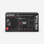 Pir&scaron;tinės vienkartinės nitrilinės juodos, GRIP "L", 50vnt.