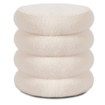 Pufas, sėdynė prie&scaron;kambariui, tualetiniam stalui, pliu&scaron;inis pufas, kreminės spalvos, ROSSA