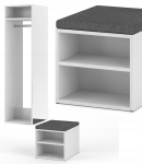 Komplektas Mebel Elite CLEVER 40 cm Spintelė pakabinama su veidrodžiu ir sėdyne Balta Pilka