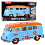 Retro autobusas su &scaron;viesos ir garso efektais Lean Toys, mėlynas