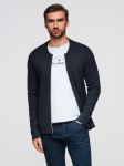 Men's smooth zip sweater - navy blue V1 OM-SWZS-0146, S