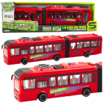 Autobusas su &scaron;viesų ir garso efektais Lean Toys 1:16, raudonas