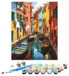 Tapyba pagal skaičius &ndash; paveikslas, dažai, teptukai, rinkinys &bdquo;Venice canal&ldquo;, 40&times;50 cm
