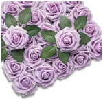 Dirbtinės rožės &ndash; dekoratyvinis 25 vnt. violetinių rožių rinkinys