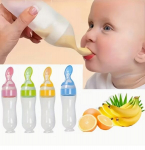 Mink&scaron;tas silikoninis kūdikių maitinimo buteliukas su &scaron;auk&scaron;teliu, mėlynas, 90 ml.