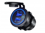 Įkroviklis montuojamas 2xUSB QC3.0 su jutikliniu jungikliu ir foniniu ap&scaron;vietimu