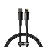 Juodas USB-C Lightning kabelis iPhone, greitas įkrovimas 20W, 1m