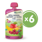 Obuolių, bananų, aviečių ir bolivinių balandų tyrelė Fleur Alpine tinka kūdikiams nuo 8 mėn., 120 g x 6