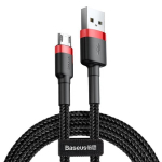 Patvarus USB - micro USB kabelis, 3m., juodas/raudonas