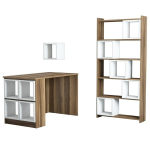 Ra&scaron;omasis stalas su lentyna Kalune Design 845 (II), rudas/baltas