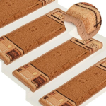 vidaXL Lipnūs laiptų kilimėliai, 15vnt., smėlio spalvos, 65x25cm