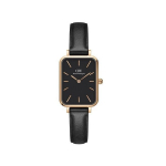 Moteri&scaron;kas laikrodis Daniel Wellington Quadro Pressed Sheffield, juodas/rožinio aukso spalvos