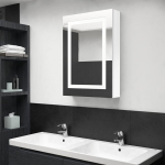 Veidrodinė vonios spintelė su LED, 50x13x70cm, balta