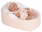 Lėlė kūdikėlis languotoje, oranžinėje ne&scaron;yklėje Arias, 50618, 26 cm