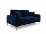 Dvivietė sofa Mazzini Sofas Madara, veliūras, tamsiai mėlyna/auksinės spalvos