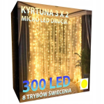 Kalėdinė girlianda-užuolaida 3x3, LED 300, &scaron;ilta balta