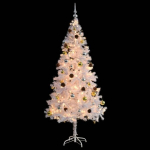 Dirbtinė Kalėdų eglutė su žaisliukais ir LED, 180 cm, balta