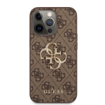 GUHCP13L4GMGBR Guess PU 4G Metal Logo Case, skirtas iPhone 13 Pro, rudas