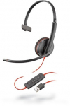 POLY Blackwire C3210 Laisvų rankų įranga Vielinis Su lankeliu Skambučiai / muzika USB A tipo Juoda, Raudona