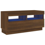 Televizoriaus spintelė su LED, 80x35x40cm, ruda ąžuolo spalva