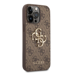 Guess PU 4G Metal Logo Case skirtas iPhone 14 Pro Max, rudas