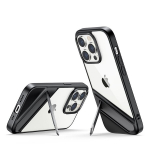 Dėklas su geliniu rėmeliu ir stovu iPhone 14 Pro, juodas