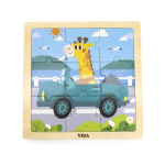 VIGA medinė dėlionė žirafa automobilyje
