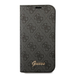Guess PC/TPU 4G Metal Camera Outline Book Case skirtas iPhone 14 Pro, juodas