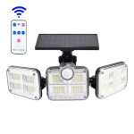LED lauko žibintas su saulės baterija, judesio jutikliu ir pulteliu