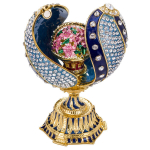 Faberge stiliaus susuktas kiau&scaron;inis su gėlių krep&scaron;eliu