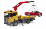 Tralas su kranu ir automobiliu Scania Bruder 3552