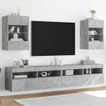 Sieninės tv spintelės su led, 2vnt., betono, 40x30x60,5cm