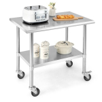 Costway nerūdijančio plieno stalas darbo stalas virtuvės stalas nerūdijančio plieno sidabras 91,5 x 61 x 88,5 cm 48567193