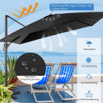 Costway skėtis 300 x 300 cm kvadratinis konsolinis skėtis su juodu &scaron;vaistikliu