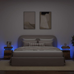 Naktinės spintelės su led, 2vnt., medienos, 35x39x55cm, mediena