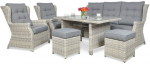 Lauko baldų komplektas TRIVENTO DINING 3 + su pufais, White Grey
