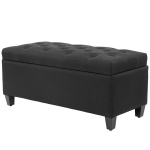 Suoliukas su daiktų laikymo dėže, suoliukas-komoda, lino tekstūros poliesteris, kaučiukmedis, juodos spalvos, 100 x 40 x 44 cm, Juoda