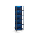 Knygų lentyna su LED ap&scaron;vietimu, 30,3 x 60 x 178,6 cm, juoda