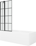 Vonia Mexen Cubik su apdaila ir stiklo sienele, 160x70 cm + 80 cm, White+Black grid