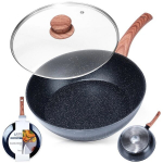 Granitinė keptuvė su stiklo dangčiu Black&Wood 28 cm, 3,5 l